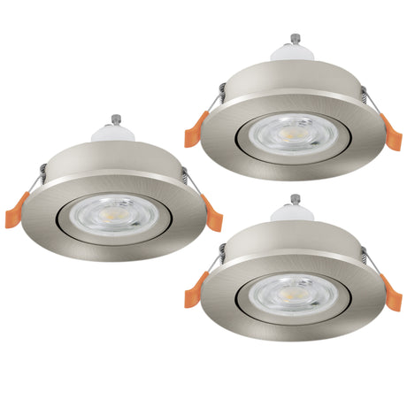 Eglo EU Barranco GU10 Satin Nickel Round Set of 3 Recessed Light, IP20, 9cm, 4000K