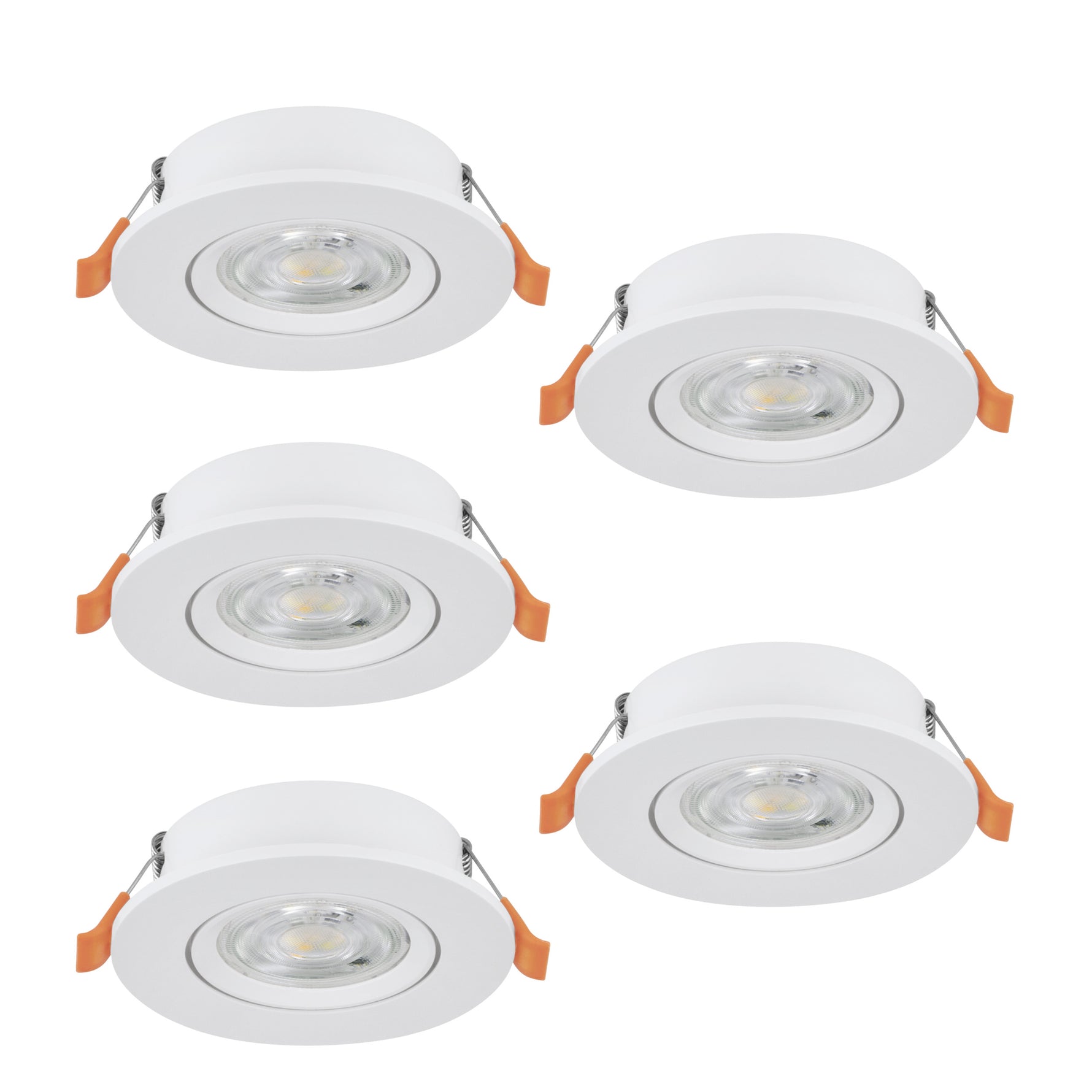 Eglo EU Barranco LED White Round Set of 5 Recessed Light, IP20, 9cm, Tricolour product image - Endon Lighting from First Light Direct with great prices and fast UK delivery