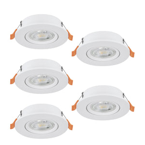 Eglo EU Barranco LED White Round Set of 5 Recessed Light, IP20, 9cm, Tricolour