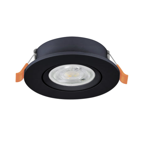 Eglo EU Barranco LED Black Round Recessed Light, IP20, 9cm, Tricolour