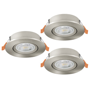 Eglo EU Barranco LED Satin Nickel Round Set of 3 Recessed Light, IP20, 9cm, Tricolour