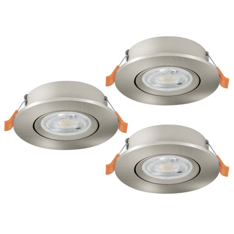 Eglo EU Barranco LED Satin Nickel Round Set of 3 Recessed Light, IP20, 9cm, Tricolour