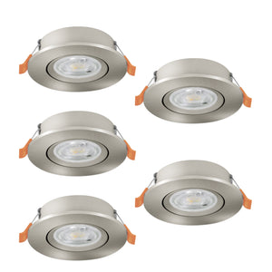 Eglo EU Barranco LED Satin Nickel Round Set of 5 Recessed Light, IP20, 9cm, Tricolour