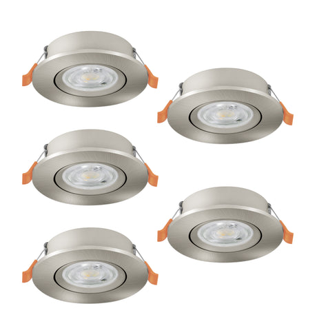 Eglo EU Barranco LED Satin Nickel Round Set of 5 Recessed Light, IP20, 9cm, Tricolour