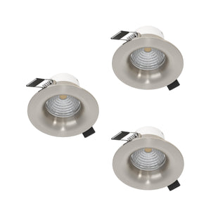 Eglo EU Saliceto Satin Nickel Aluminium LED Warm White 3-Piece Set Recessed Light