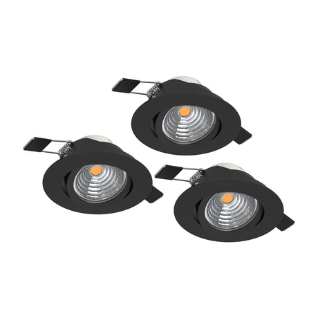 Eglo EU Saliceto Black Aluminium LED Neutral White 3-Piece Set Recessed Light