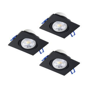 Eglo EU Saliceto Black Aluminium LED Warm White 3-Piece Set Recessed Light, 88 x 88mm
