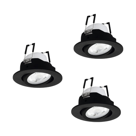 Eglo EU Saliceto-Z Black Aluminium LED 3-Piece Set Recessed Light Smart Control