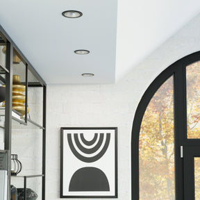 Eglo EU YEBRA?Z Smart Recessed LED Light – Black & Silver, RGB+CCT, Dimmable, App Controlled Indoor Downlight