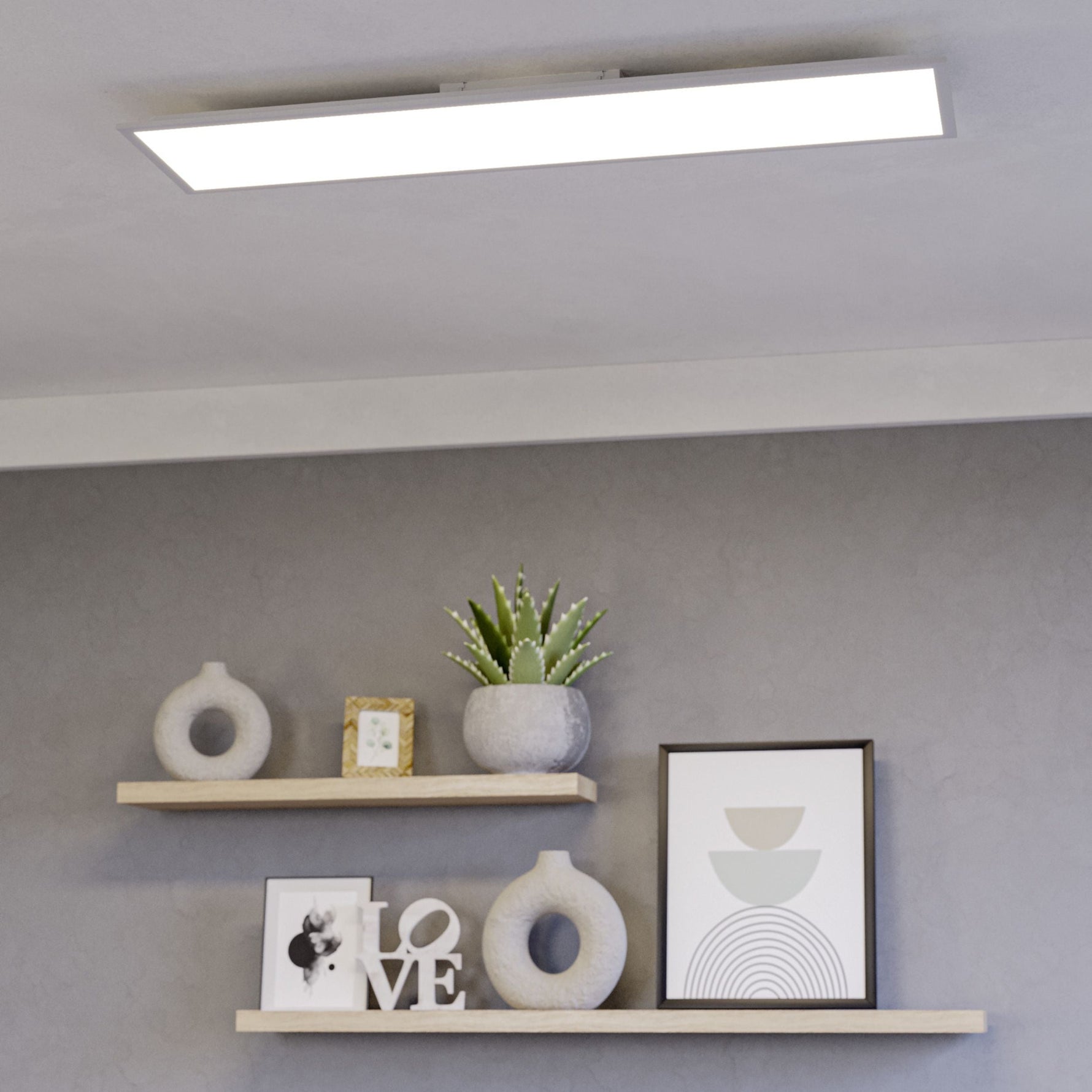 Eglo EU Moradillo-R White Steel LED Ceiling Light, 59.5 x 119.5cm, Tuneable White product image - Endon Lighting from First Light Direct with great prices and fast UK delivery