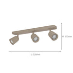 Eglo EU Camaldoli LED Triple Ceiling Spotlight Sandy Steel product image - Endon Lighting from First Light Direct with great prices and fast UK delivery