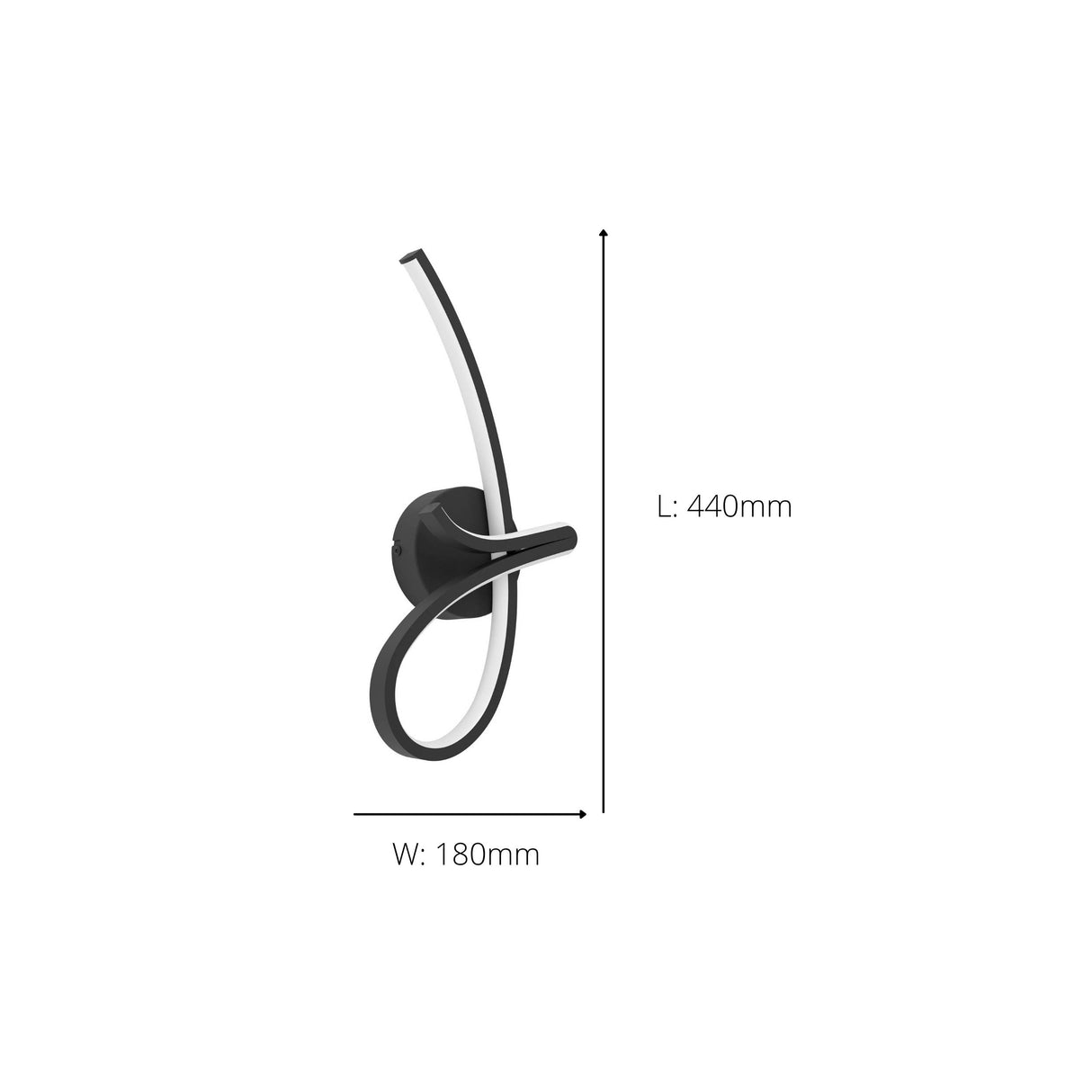 Eglo EU Cardoncito LED Wall Light Modern Black Steel & Plastic Sculptural Light Bar