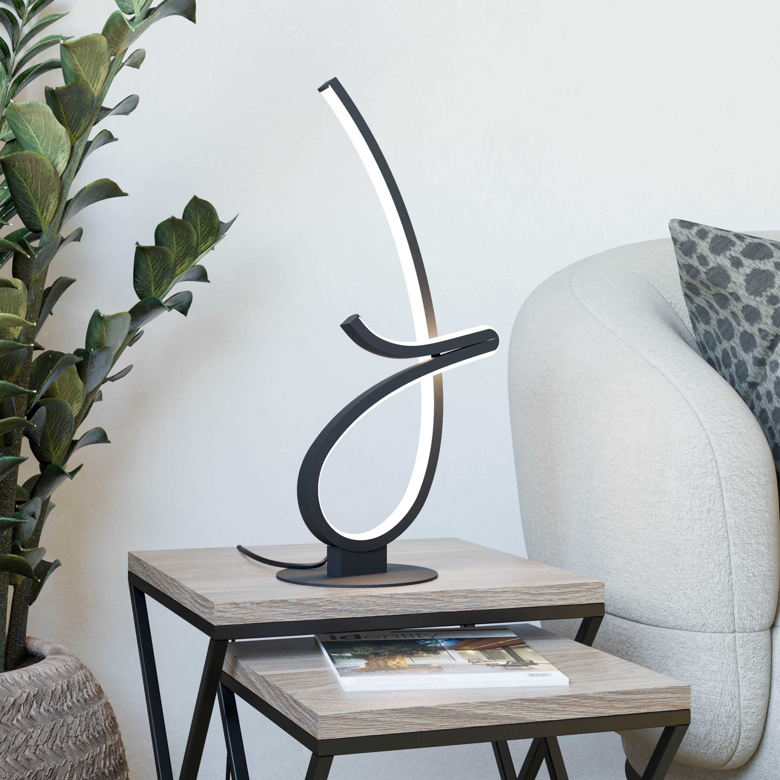 Eglo EU Cardoncito LED Wall Light Modern Black Steel & Plastic Sculptural Light Bar