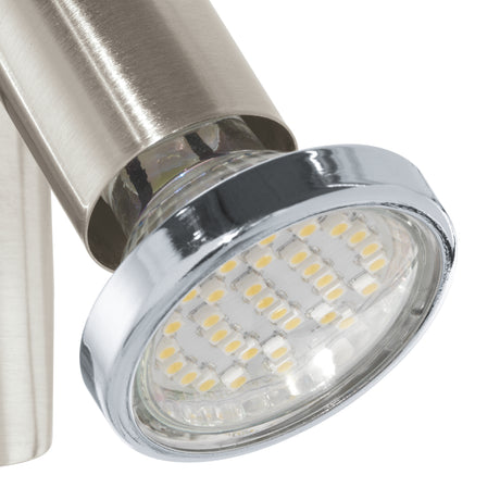 Eglo EU MINI?4 Plug?In Light – Satin Nickel & Chrome, GU10 LED, Warm White, Adjustable Indoor Wall Light