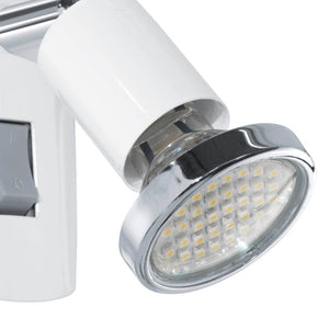 Eglo EU Mini LED Plug-In Single Wall Spotlight White Steel with Chrome Accents