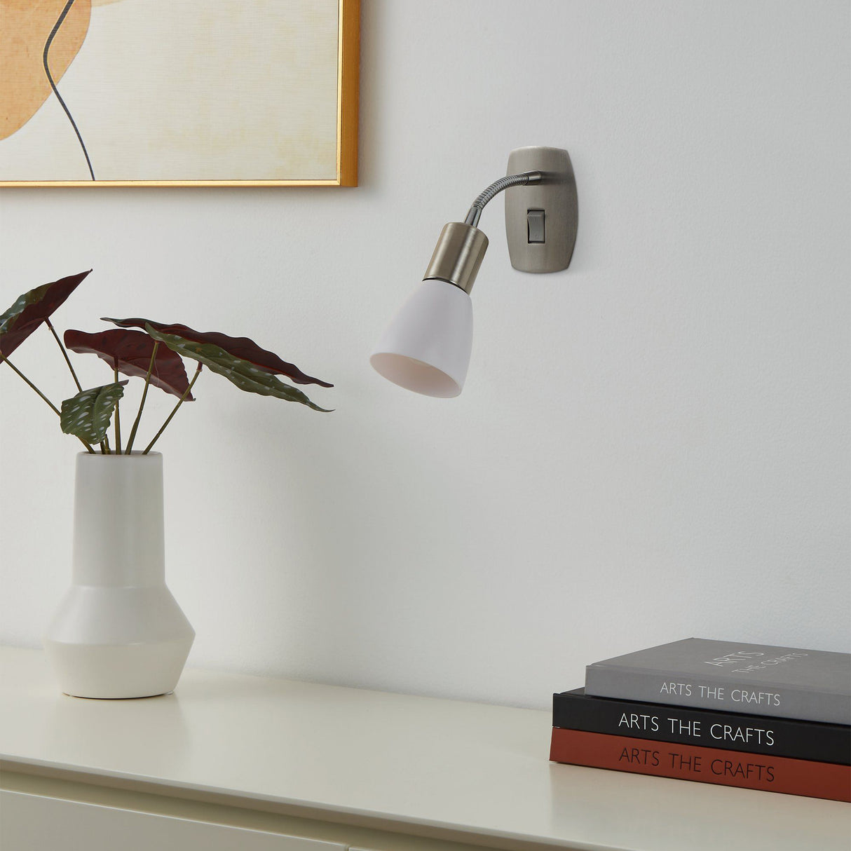 Eglo EU Dakar 3 Satin Nickel Steel & Glass Classic Design Plug-In Wall Light