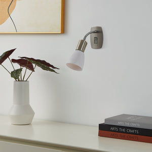 Eglo EU Dakar 3 Satin Nickel Steel & Glass Classic Design Plug-In Wall Light