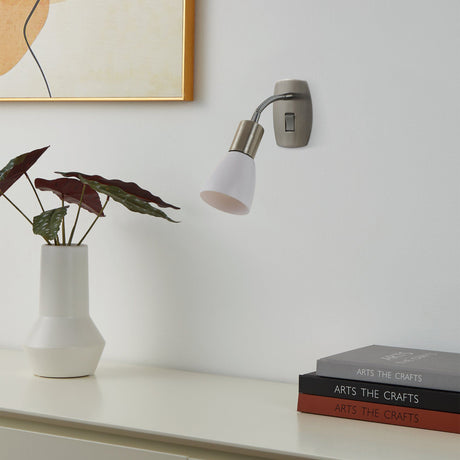 Eglo EU Dakar 3 Satin Nickel Steel & Glass Classic Design Plug-In Wall Light