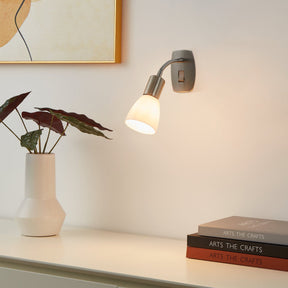 Eglo EU Dakar 3 Satin Nickel Steel & Glass Classic Design Plug-In Wall Light
