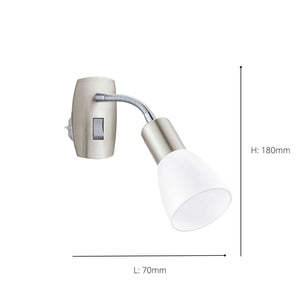 Eglo EU Dakar 3 Satin Nickel Steel & Glass Classic Design Plug-In Wall Light