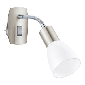 Eglo EU Dakar 3 Satin Nickel Steel & Glass Classic Design Plug-In Wall Light