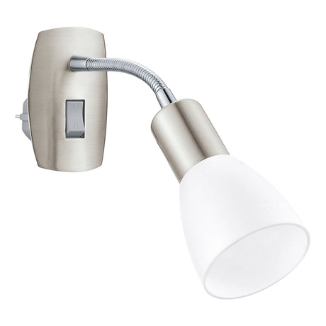 Eglo EU Dakar 3 Satin Nickel Steel & Glass Classic Design Plug-In Wall Light