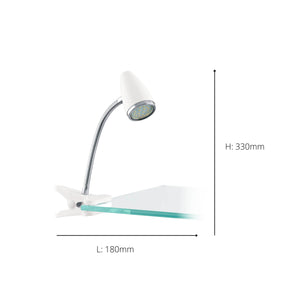 Eglo EU Riccio 1 LED Clamp Table Light White & Chrome Adjustable Spotlight with GU10 Warm White 3000K