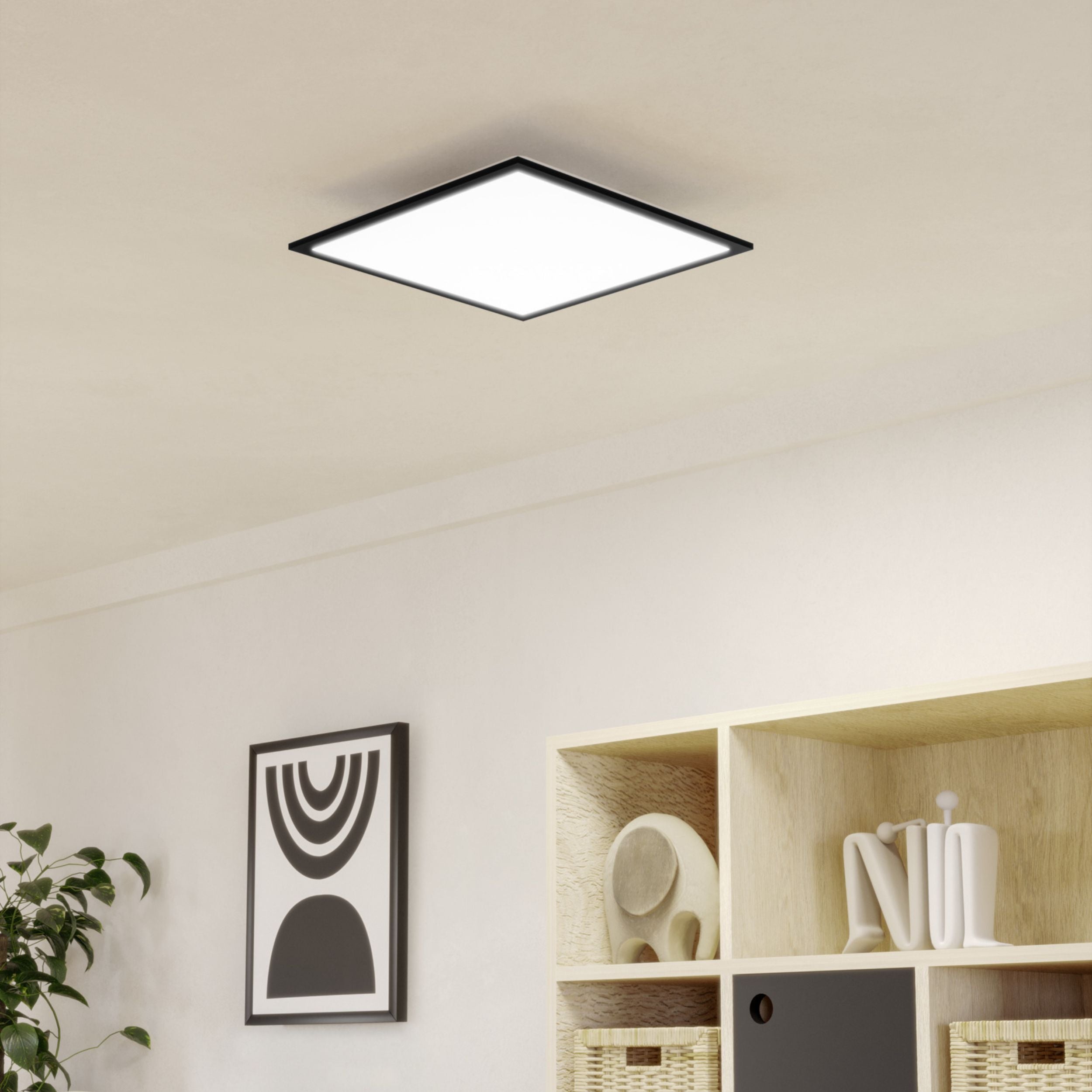Eglo EU Moradillo-Z Black Steel LED Smart Control Ceiling Light, 29.5 x 119.5cm product image - Endon Lighting from First Light Direct with great prices and fast UK delivery