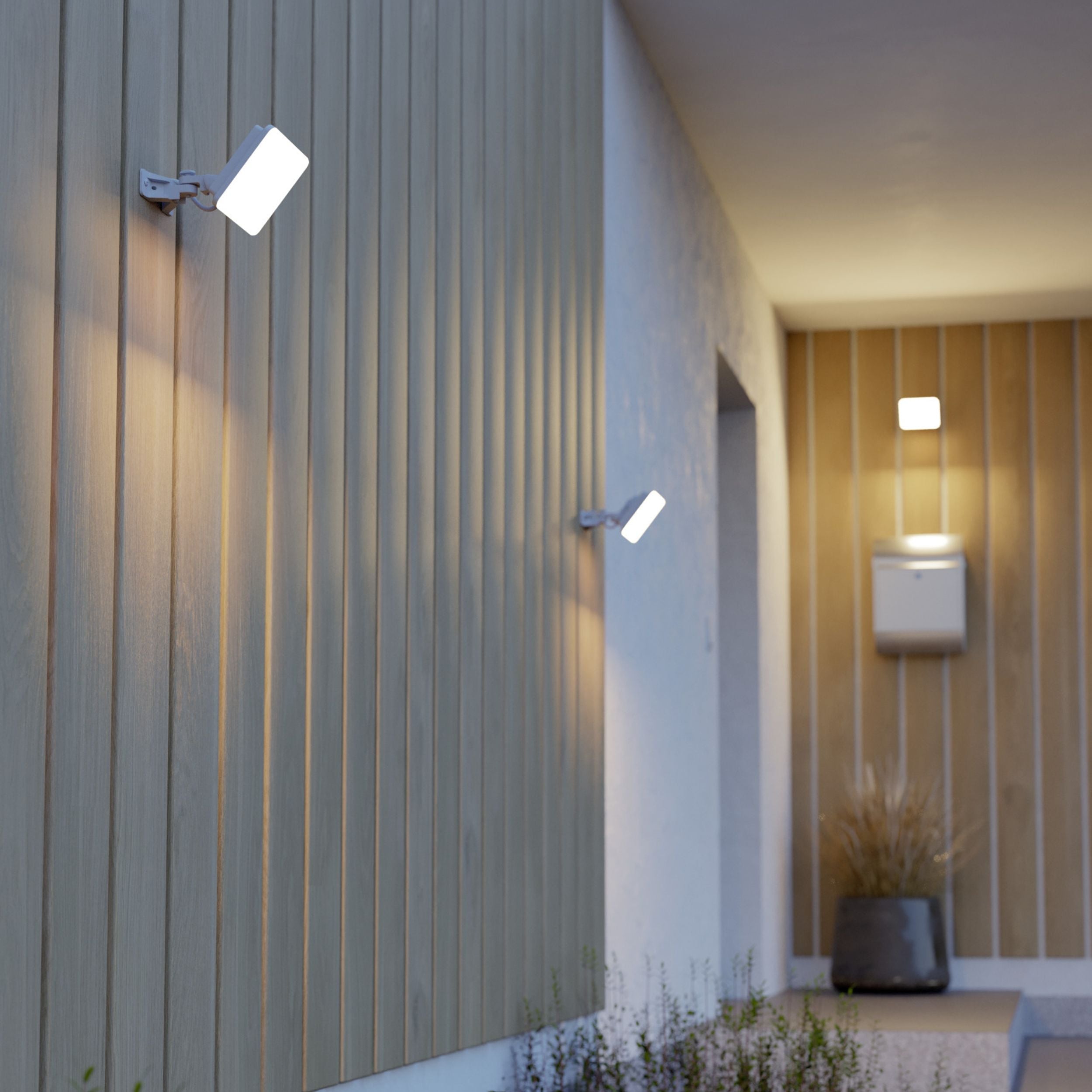 Eglo EU Machio 30W LED Flood Light, IP65 Weatherproof, White Aluminium Housing