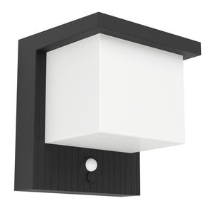 Eglo EU FRIGENTO Solar Wall Light – Black Aluminium, Motion Sensor, Warm White, IP44 Outdoor Lighting