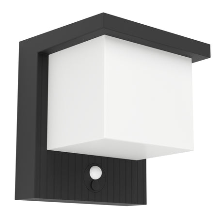 Eglo EU FRIGENTO Solar Wall Light – Black Aluminium, Motion Sensor, Warm White, IP44 Outdoor Lighting