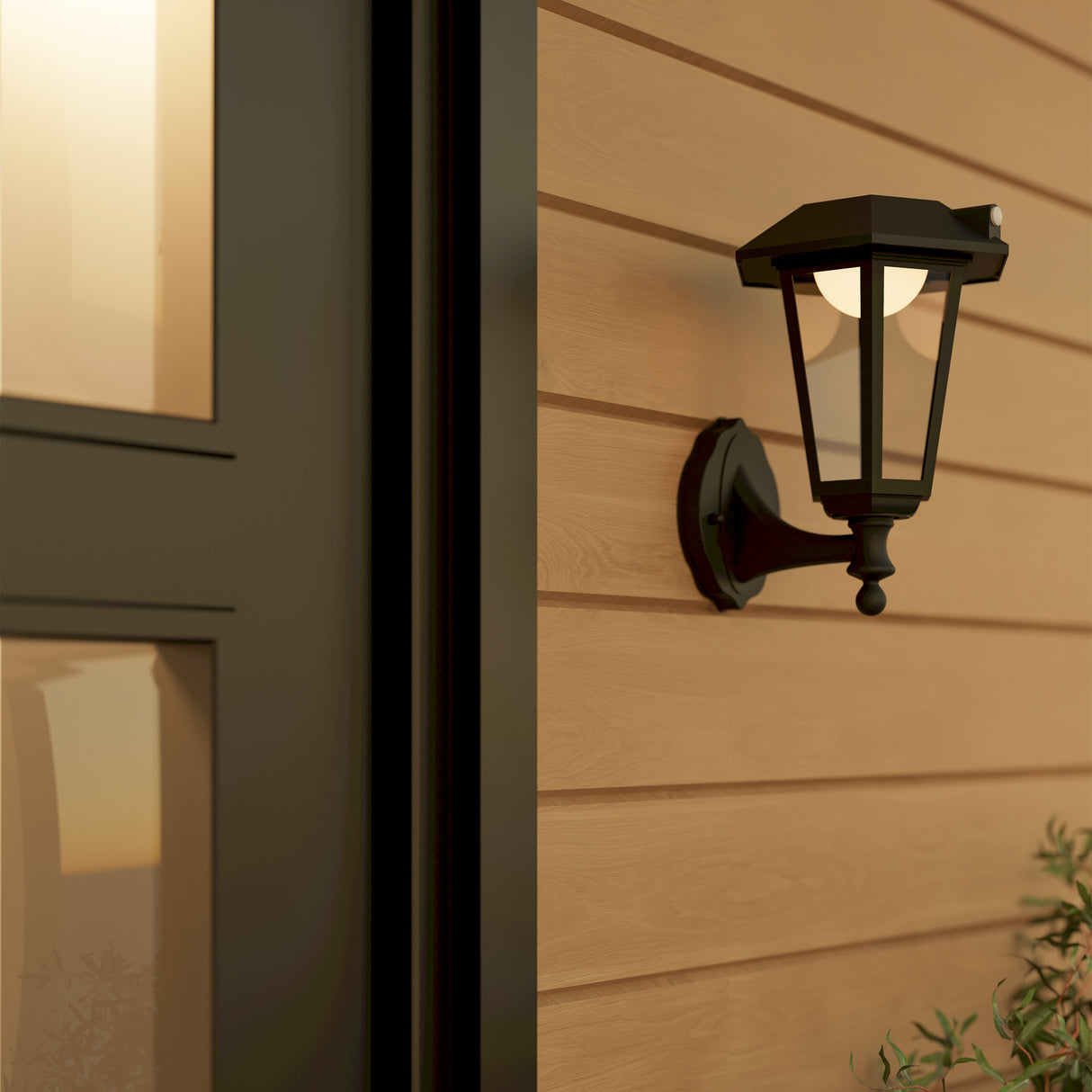 Eglo EU Prietta Solar Outdoor Light – Black LED Wall Light with Motion Sensor