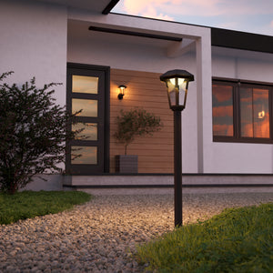 Eglo EU PRIETTA Solar Outdoor Light – Black LED Bollard with Motion Sensor, Warm White, Garden Lighting