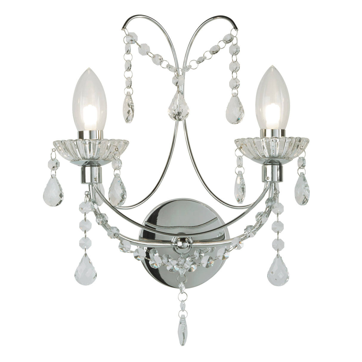 Autumn 2LT Bathroom Wall Light - Chrome Metal