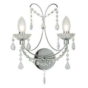 Autumn 2LT Bathroom Wall Light - Chrome Metal