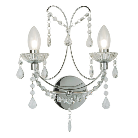 Autumn 2LT Bathroom Wall Light - Chrome Metal