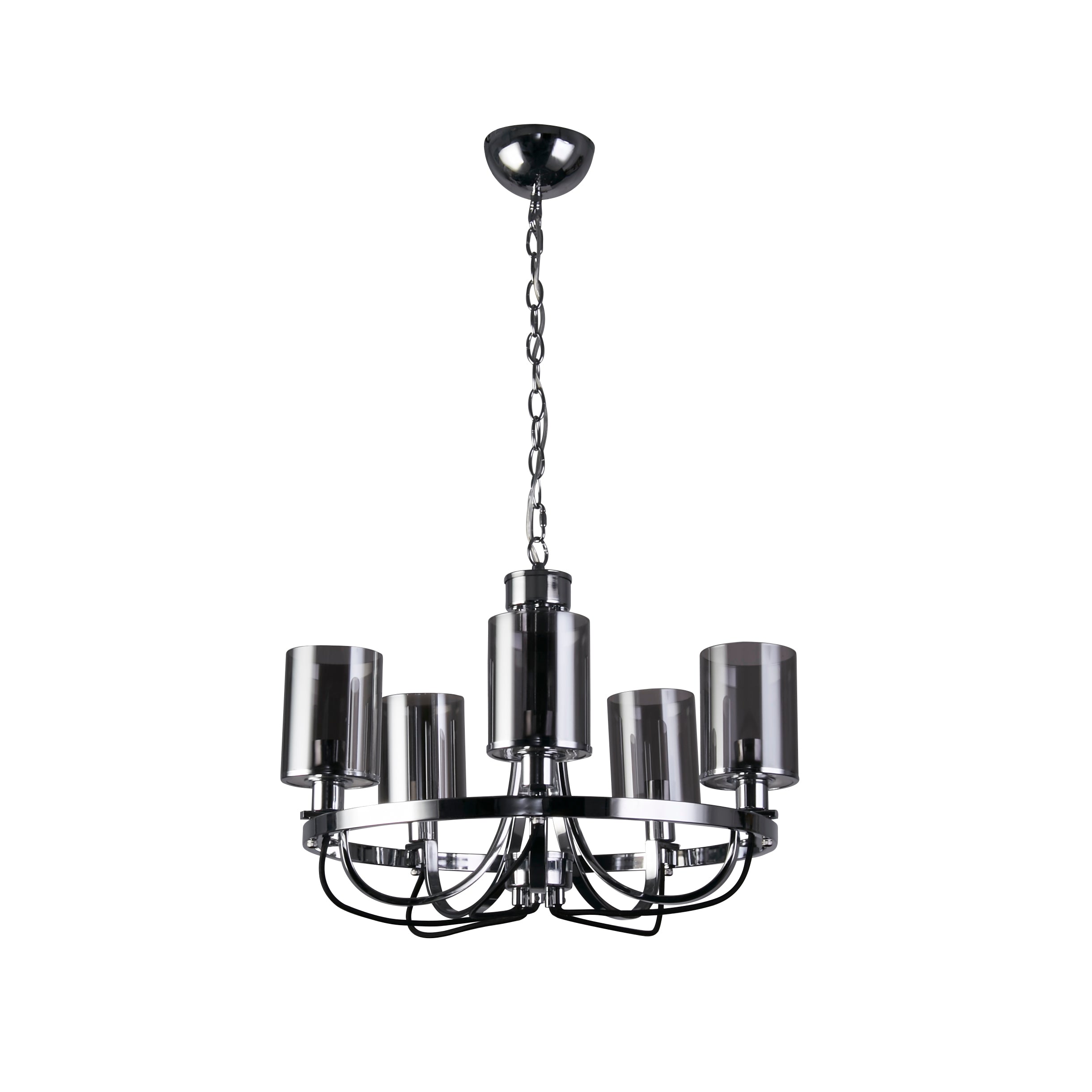 Searchlight Electric Catalina 5Lt Pendant - Chrome Metal & Smoked Glass 9045-5CC