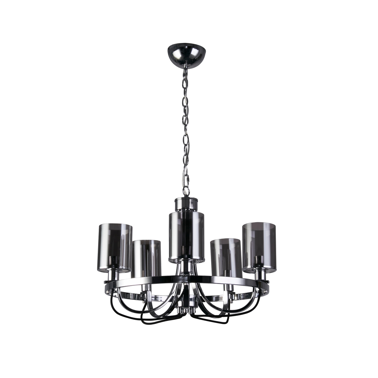 Searchlight Electric Catalina 5Lt Pendant - Chrome Metal & Smoked Glass 9045-5CC