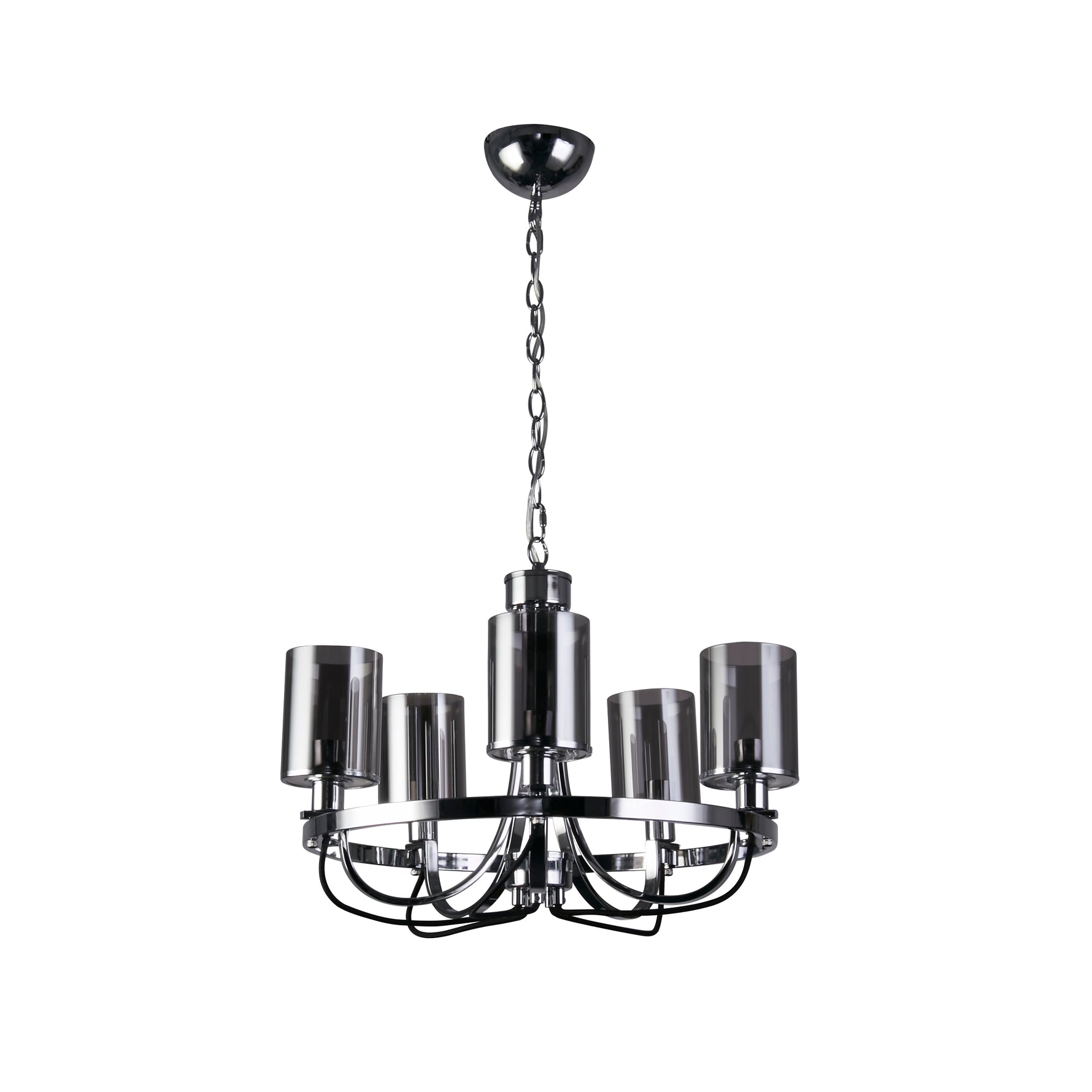 Searchlight Electric Catalina 5Lt Pendant - Chrome Metal & Smoked Glass 9045-5CC