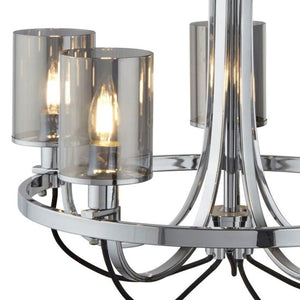 Searchlight Electric Catalina 5Lt Pendant - Chrome Metal & Smoked Glass 9045-5CC