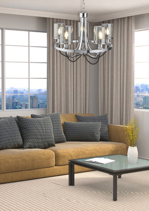 Searchlight Electric Catalina 5Lt Pendant - Chrome Metal & Smoked Glass 9045-5CC
