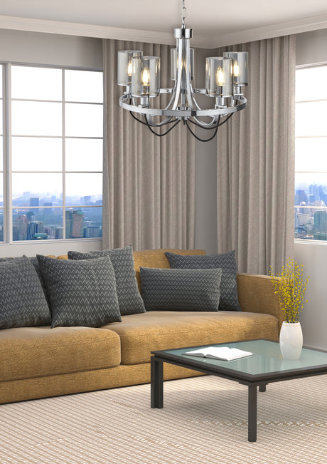 Searchlight Electric Catalina 5Lt Pendant - Chrome Metal & Smoked Glass 9045-5CC