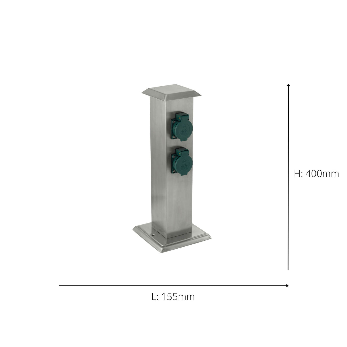 Eglo EU Park 4 Outdoor Plug Socket Post Stainless Steel Weather?Resistant Power Column, IP44 (400mm)