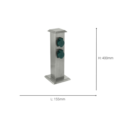 Eglo EU Park 4 Outdoor Plug Socket Post Stainless Steel Weather?Resistant Power Column, IP44 (400mm)