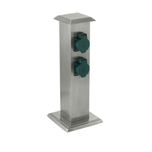 Eglo EU Park 4 Outdoor Plug Socket Post Stainless Steel Weather?Resistant Power Column, IP44 (400mm)
