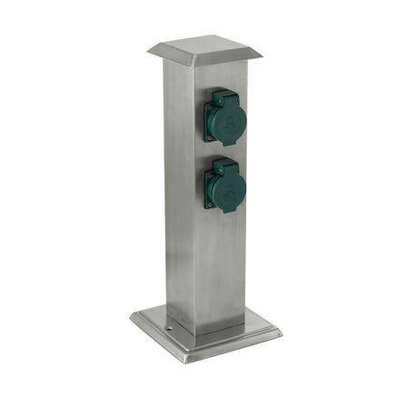 Eglo EU Park 4 Outdoor Plug Socket Post Stainless Steel Weather?Resistant Power Column, IP44 (400mm)