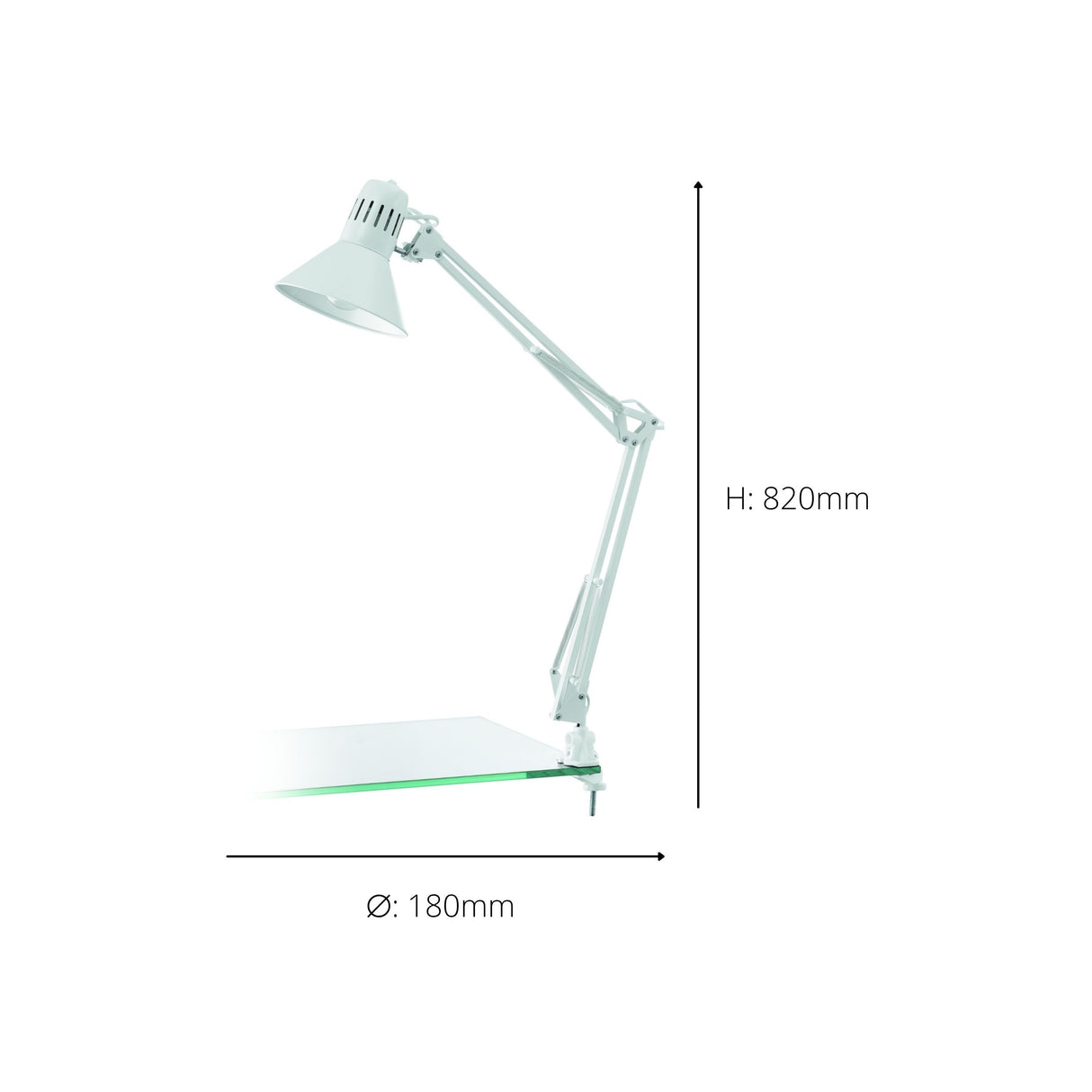 Eglo EU FIRMO Table Lamp – Adjustable Desk Light, Shiny White, E27, Rocker Switch, Office Lighting