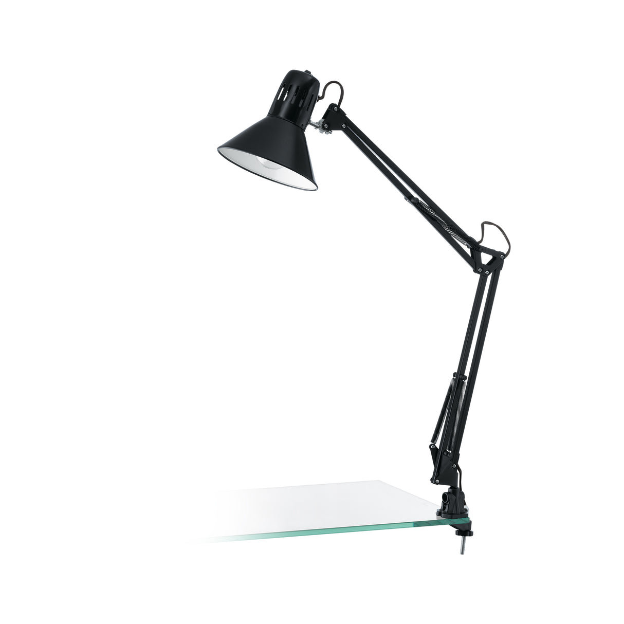 Eglo EU FIRMO Table Lamp – Adjustable Desk Light, Shiny Black, E27, Rocker Switch, Office Lighting