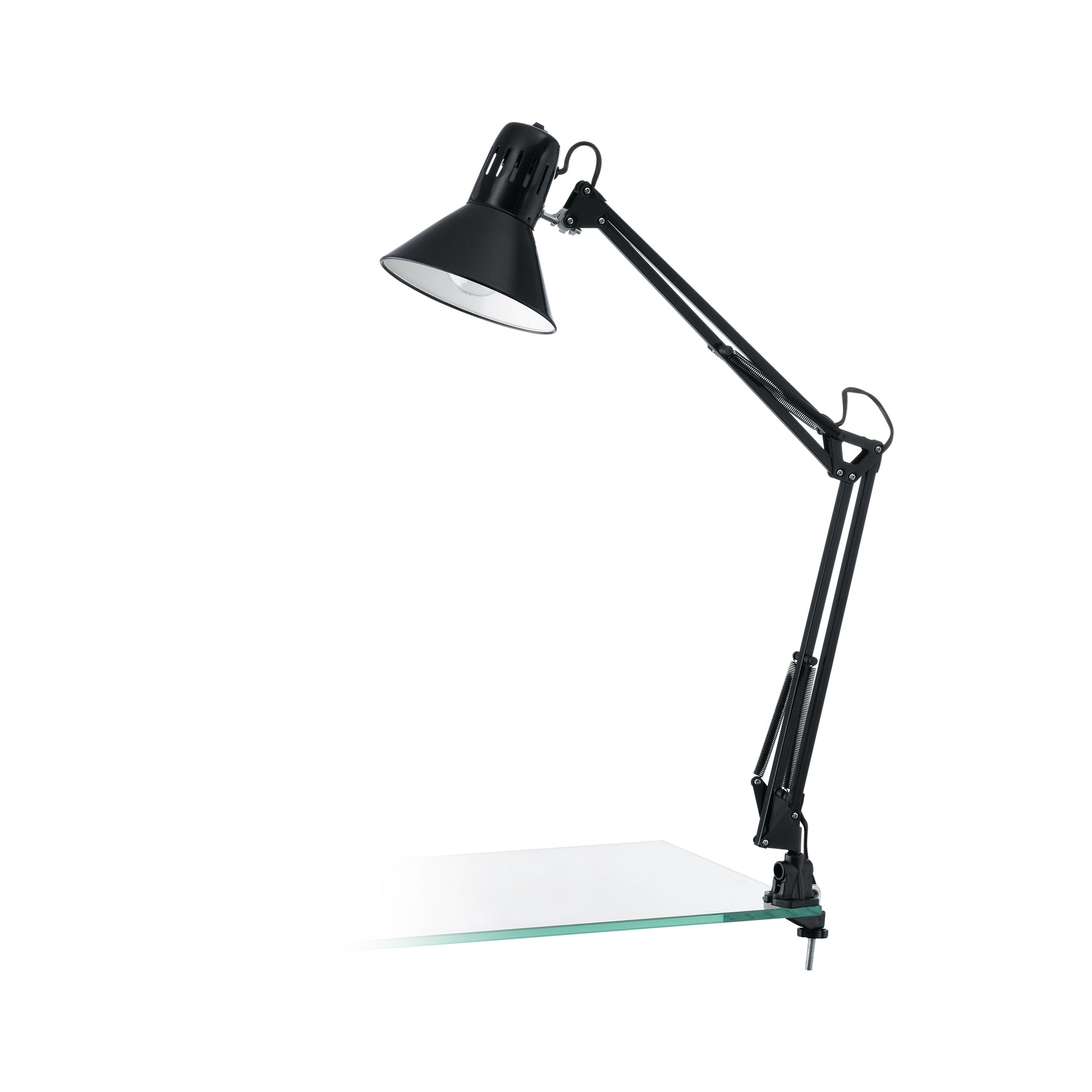 Eglo EU FIRMO Table Lamp – Adjustable Desk Light, Shiny Black, E27, Rocker Switch, Office Lighting