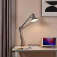 Eglo EU FIRMO Table Lamp – Adjustable Desk Light, Silver Finish, E27, Rocker Switch, Office Lighting